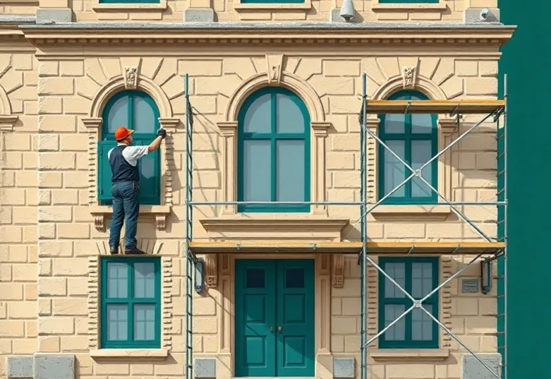 Ravalement de façade en pierre, nettoyage et application d'enduit